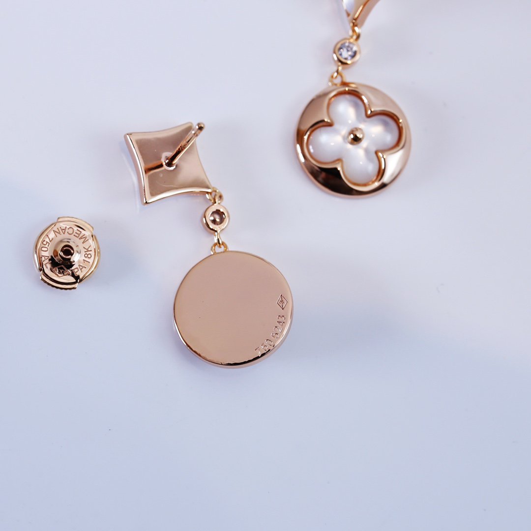 [LunaMar]STAR AND SUN ROSE GOLD MOP DROP EARRINGS