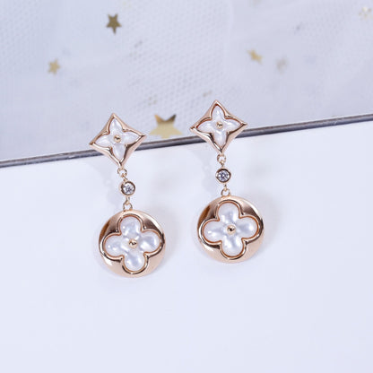 [LunaMar]STAR AND SUN ROSE GOLD MOP DROP EARRINGS