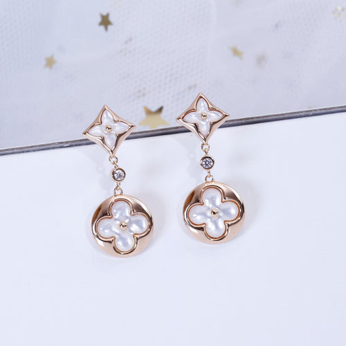 [LunaMar]STAR AND SUN ROSE GOLD MOP DROP EARRINGS