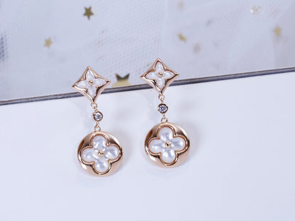 [LunaMar]STAR AND SUN ROSE GOLD MOP DROP EARRINGS