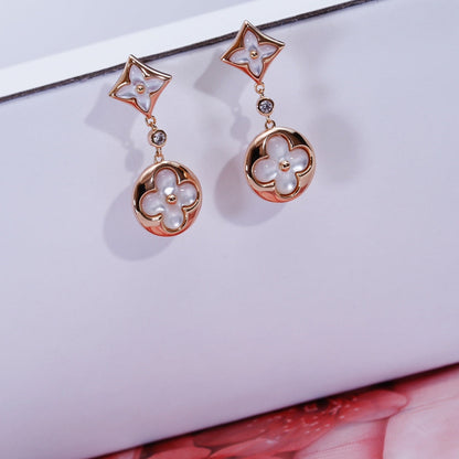 [LunaMar]STAR AND SUN ROSE GOLD MOP DROP EARRINGS