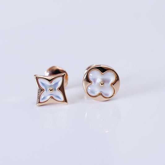 [LunaMar]STAR AND SUN ROSE GOLD MOP STUD EARRINGS