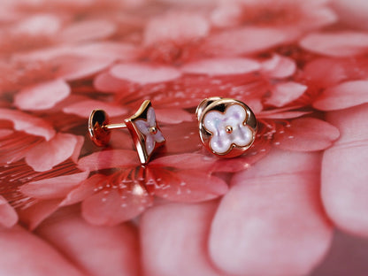 [LunaMar]STAR AND SUN ROSE GOLD MOP STUD EARRINGS