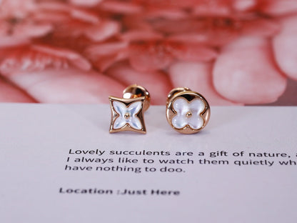[LunaMar]STAR AND SUN ROSE GOLD MOP STUD EARRINGS