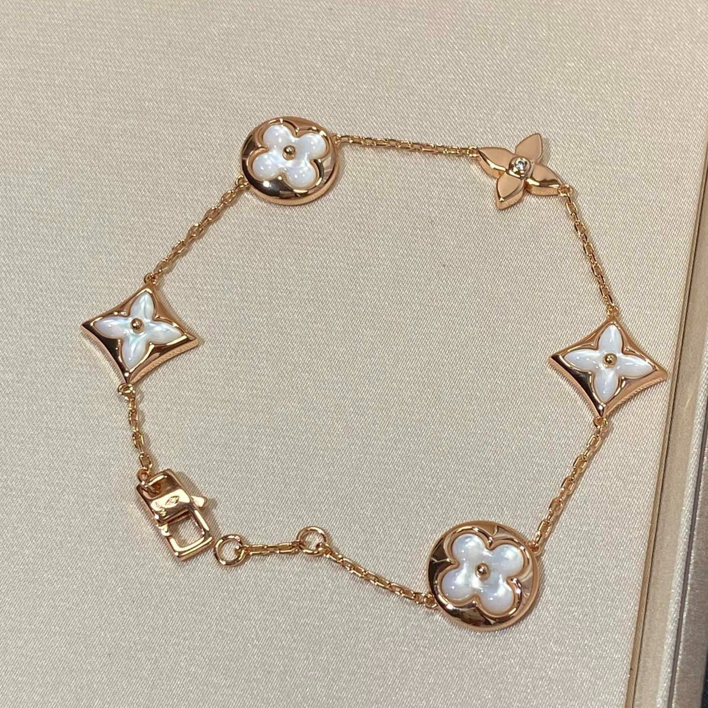 [LunaMar]STAR AND SUN 5 MOTIF MOP ROSE GOLD BRACELET