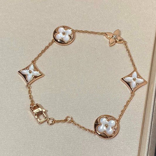 [LunaMar]STAR AND SUN 5 MOTIF MOP ROSE GOLD BRACELET