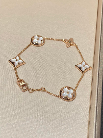 [LunaMar]STAR AND SUN 5 MOTIF MOP ROSE GOLD BRACELET