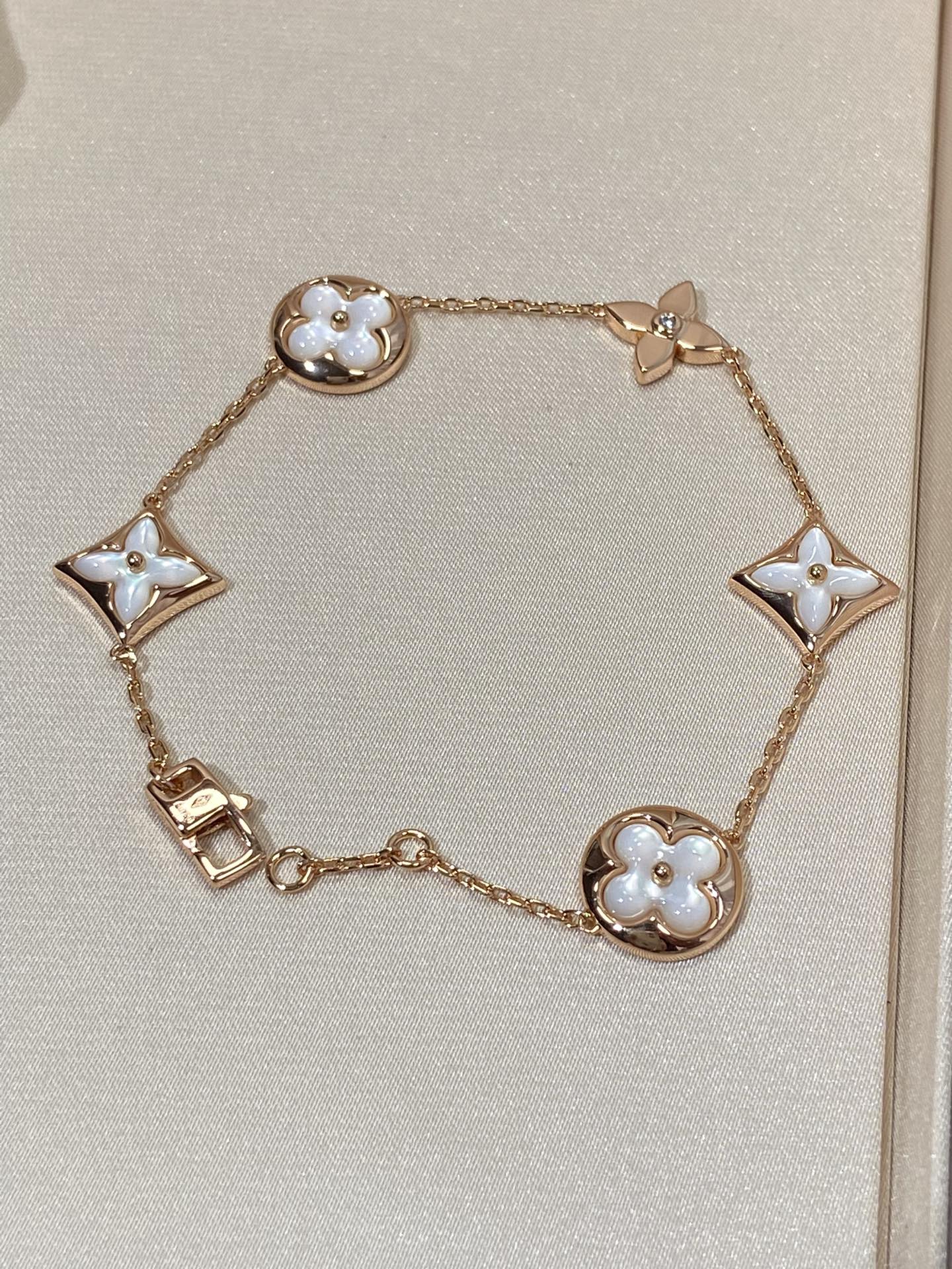 [LunaMar]STAR AND SUN 5 MOTIF MOP ROSE GOLD BRACELET