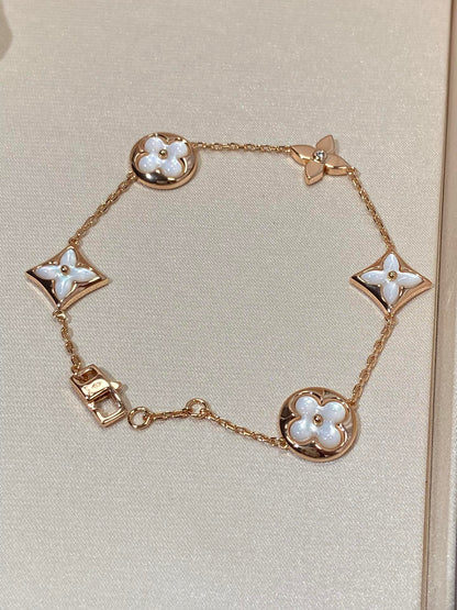 [LunaMar]STAR AND SUN 5 MOTIF MOP ROSE GOLD BRACELET