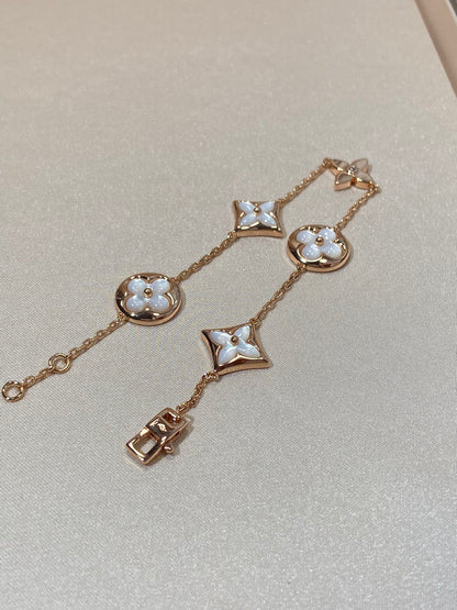 [LunaMar]STAR AND SUN 5 MOTIF MOP ROSE GOLD BRACELET