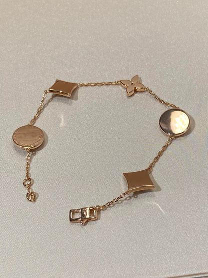 [LunaMar]STAR AND SUN 5 MOTIF MOP ROSE GOLD BRACELET