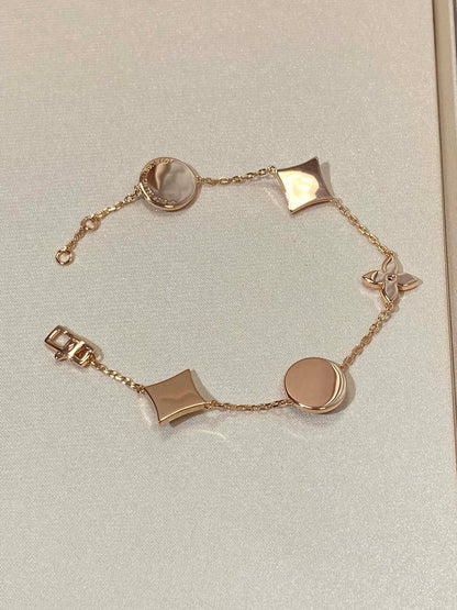 [LunaMar]STAR AND SUN 5 MOTIF MOP ROSE GOLD BRACELET