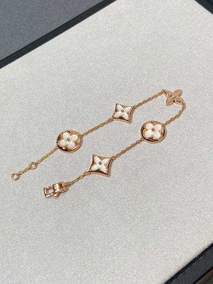[LunaMar]STAR AND SUN 5 MOTIF MOP ROSE GOLD BRACELET