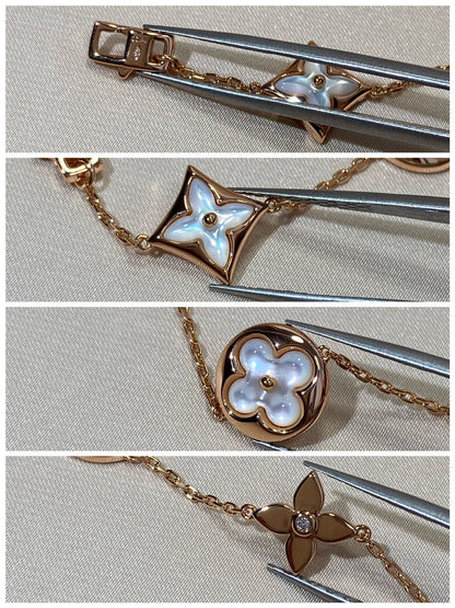 [LunaMar]STAR AND SUN 5 MOTIF MOP ROSE GOLD BRACELET