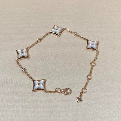 [LunaMar]STAR 4 MOTIF MOP DIAMOND ROSE GOLD BRACELET
