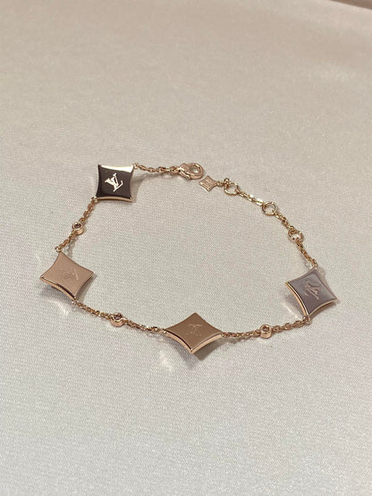 [LunaMar]STAR 4 MOTIF MOP DIAMOND ROSE GOLD BRACELET