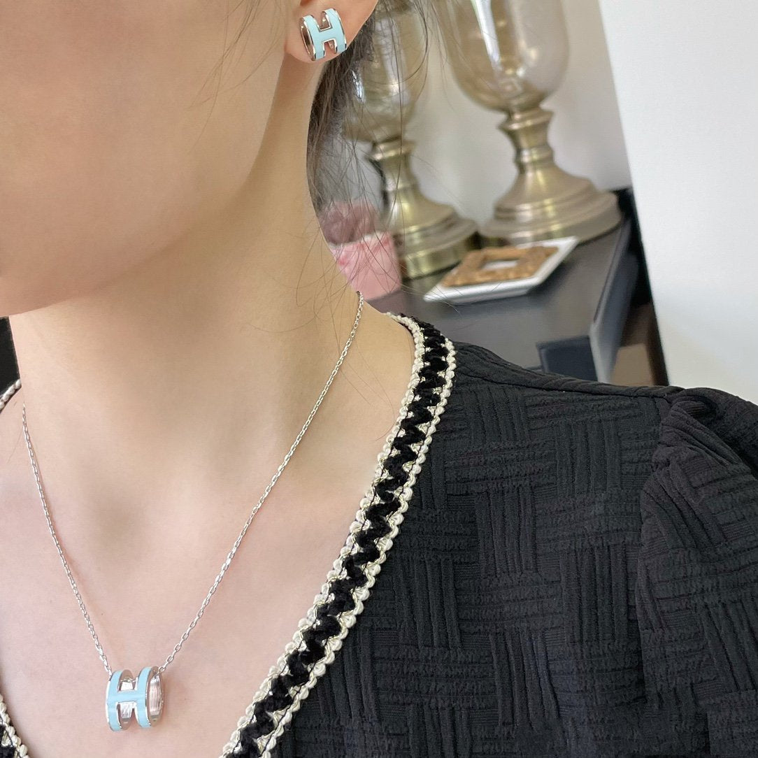 [LunaMar]POP H SKY BLUE NECKLACE