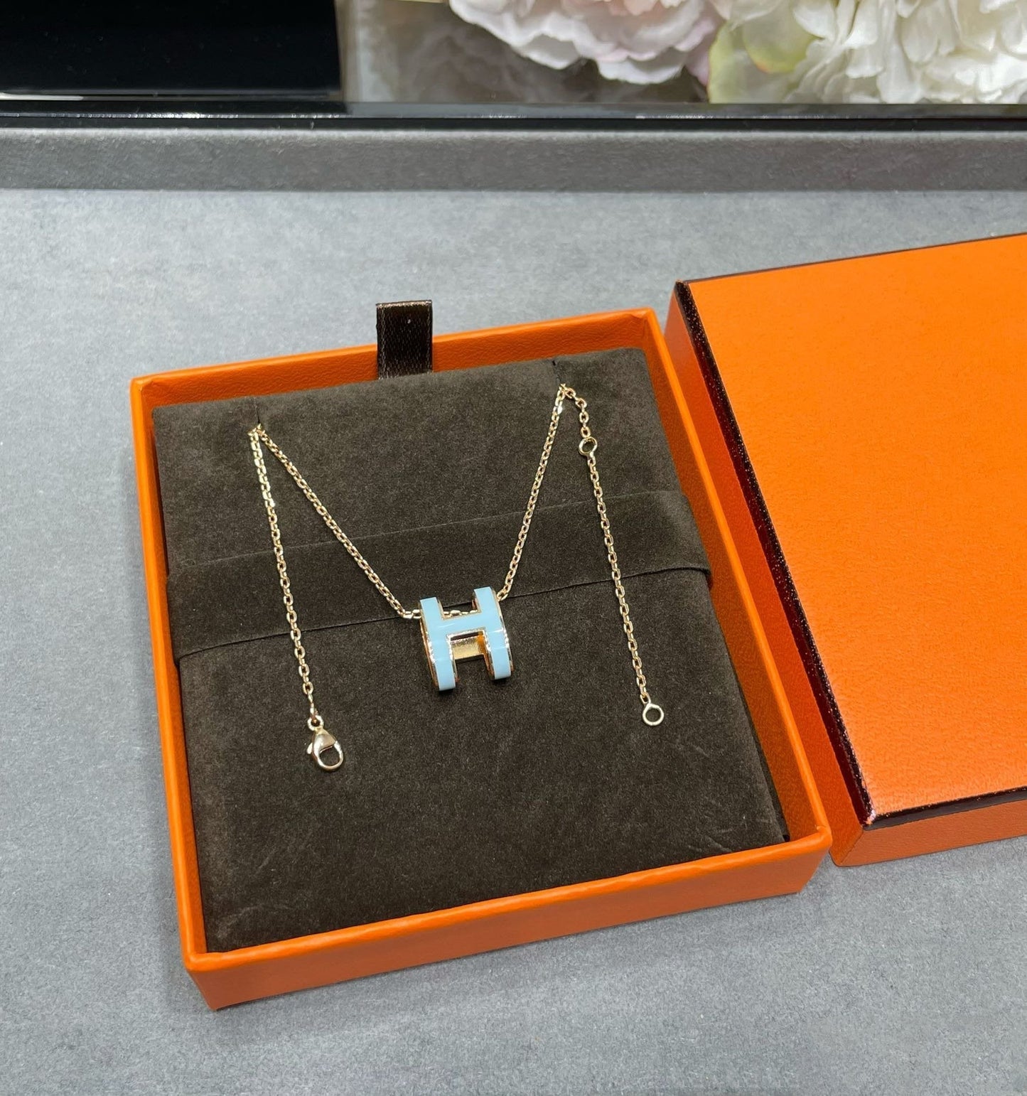 [LunaMar]POP H SKY BLUE NECKLACE