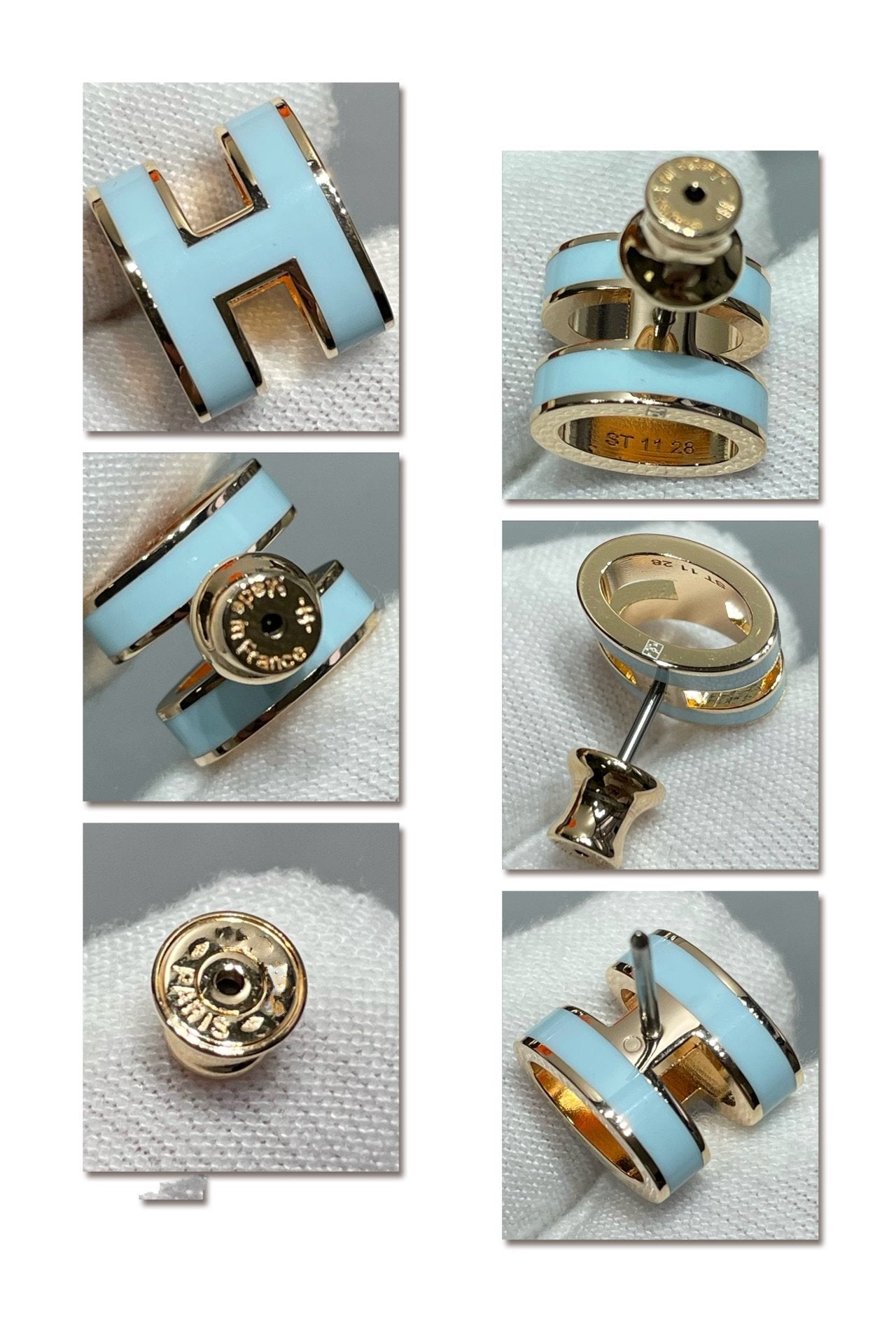 [LunaMar]POP H SKY BLUE STUD EARRINGS