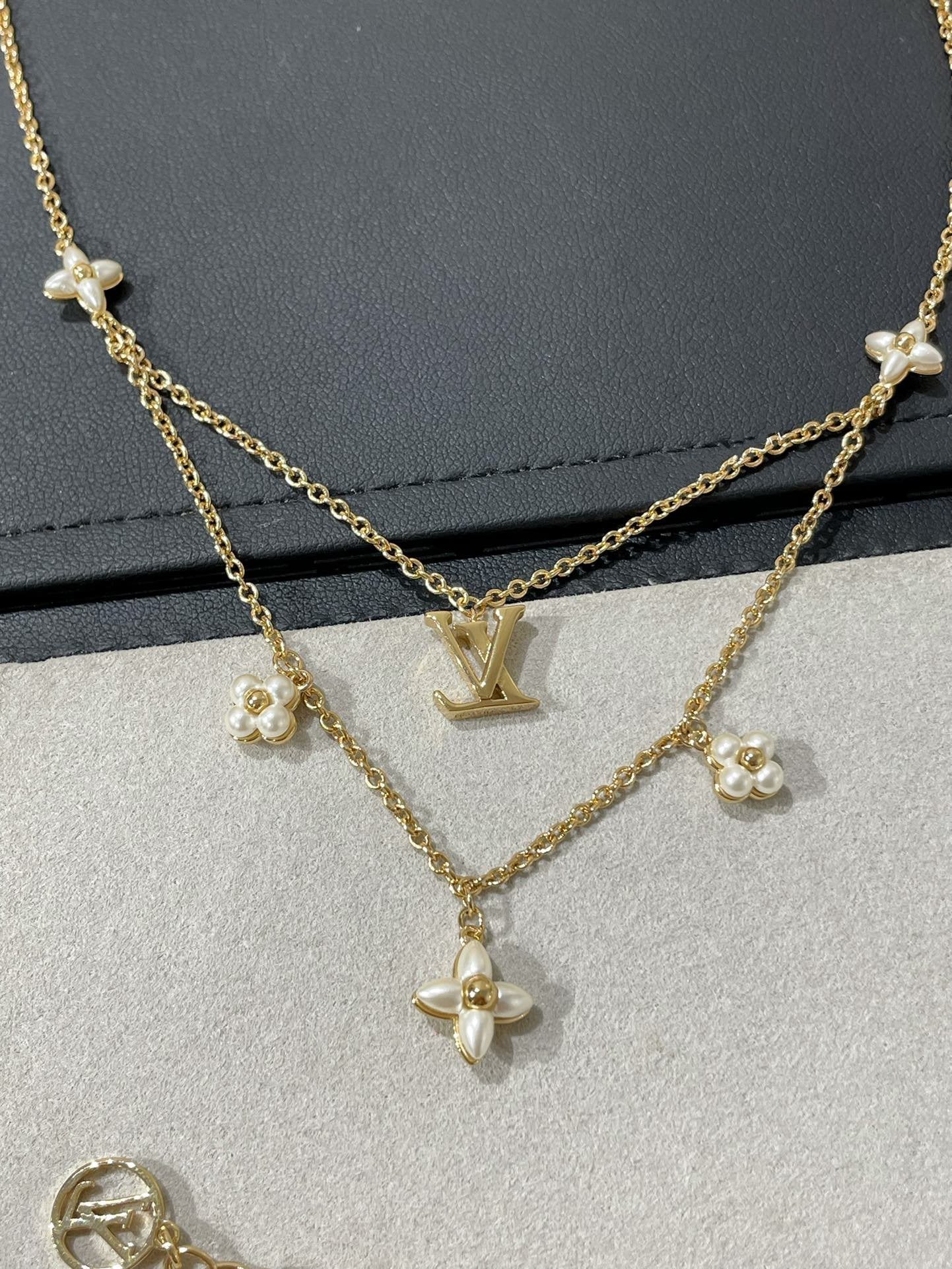 [LunaMar]FLOWERGRAM GOLD MOP DOUBLE ROW NECKLACE