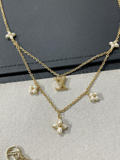 [LunaMar]FLOWERGRAM GOLD MOP DOUBLE ROW NECKLACE