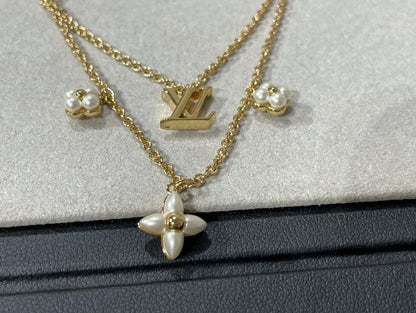 [LunaMar]FLOWERGRAM GOLD MOP DOUBLE ROW NECKLACE