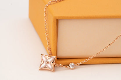 [LunaMar]STAR PINK MOP 1 DIAMOND ROSE GOLD NECKLACE