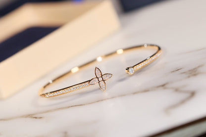 [LunaMar]IDYLLE GOLD OPEN BRACELET DIAMOND PAVED
