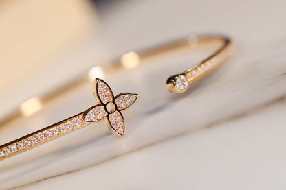[LunaMar]IDYLLE GOLD OPEN BRACELET DIAMOND PAVED