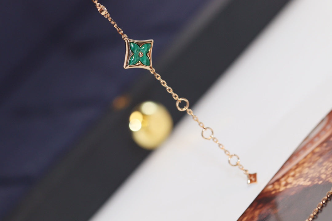[LunaMar]STAR AND SUN 4 MOTIF ROSE GOLD MALACHITE BRACELET