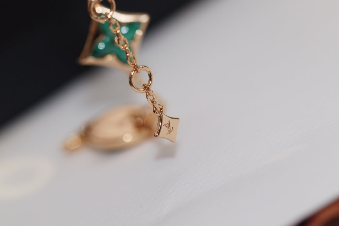 [LunaMar]STAR AND SUN 4 MOTIF ROSE GOLD MALACHITE BRACELET
