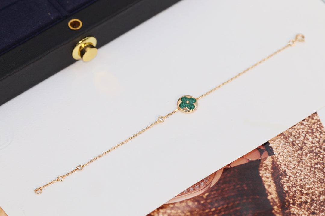 [LunaMar]STAR AND SUN 4 MOTIF ROSE GOLD MALACHITE BRACELET