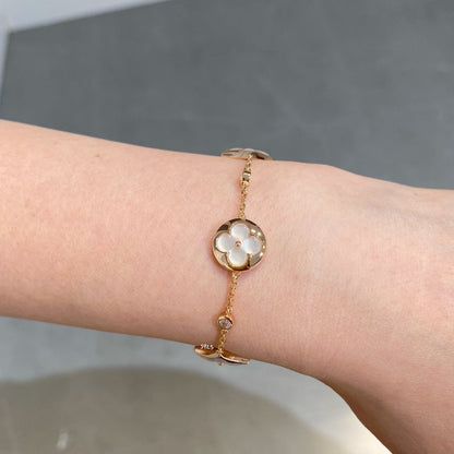 [LunaMar]STAR AND SUN 4 MOTIF WHITE MOP ROSE GOLD BRACELET