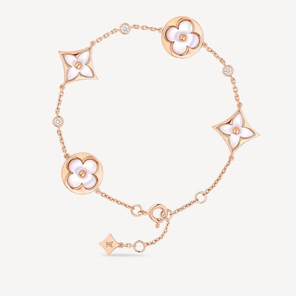 [LunaMar]STAR AND SUN 4 MOTIF WHITE MOP ROSE GOLD BRACELET