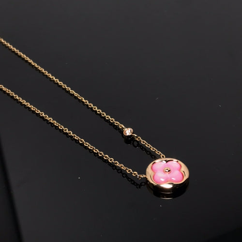 [LunaMar]COLOR BLOSSOM PINK MOP SUN GOLD NECKLACE