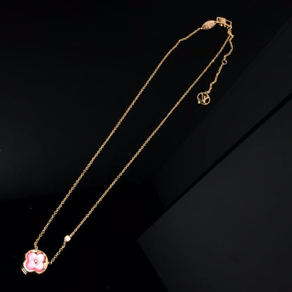 [LunaMar]COLOR BLOSSOM PINK MOP SUN GOLD NECKLACE