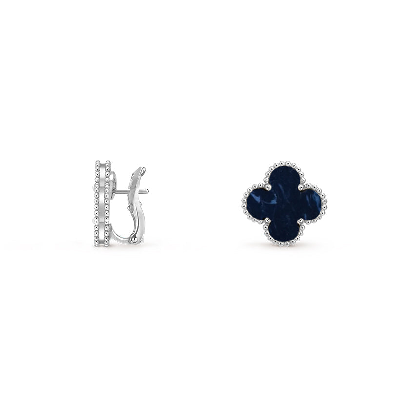 [LunaMar]15MM CLOVER FLOWER STUD EARRINGS WHITE GOLD COLLECTION