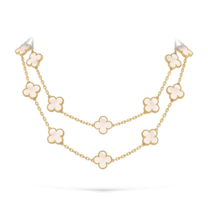 [LunaMar]CLASSIC 20-MOTIF LUCKY CLOVER LONG NECKLACE GOLD COLLECTION