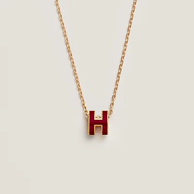 [LunaMar]HM CLIC RED ENAMEL GOLD NECKLACE