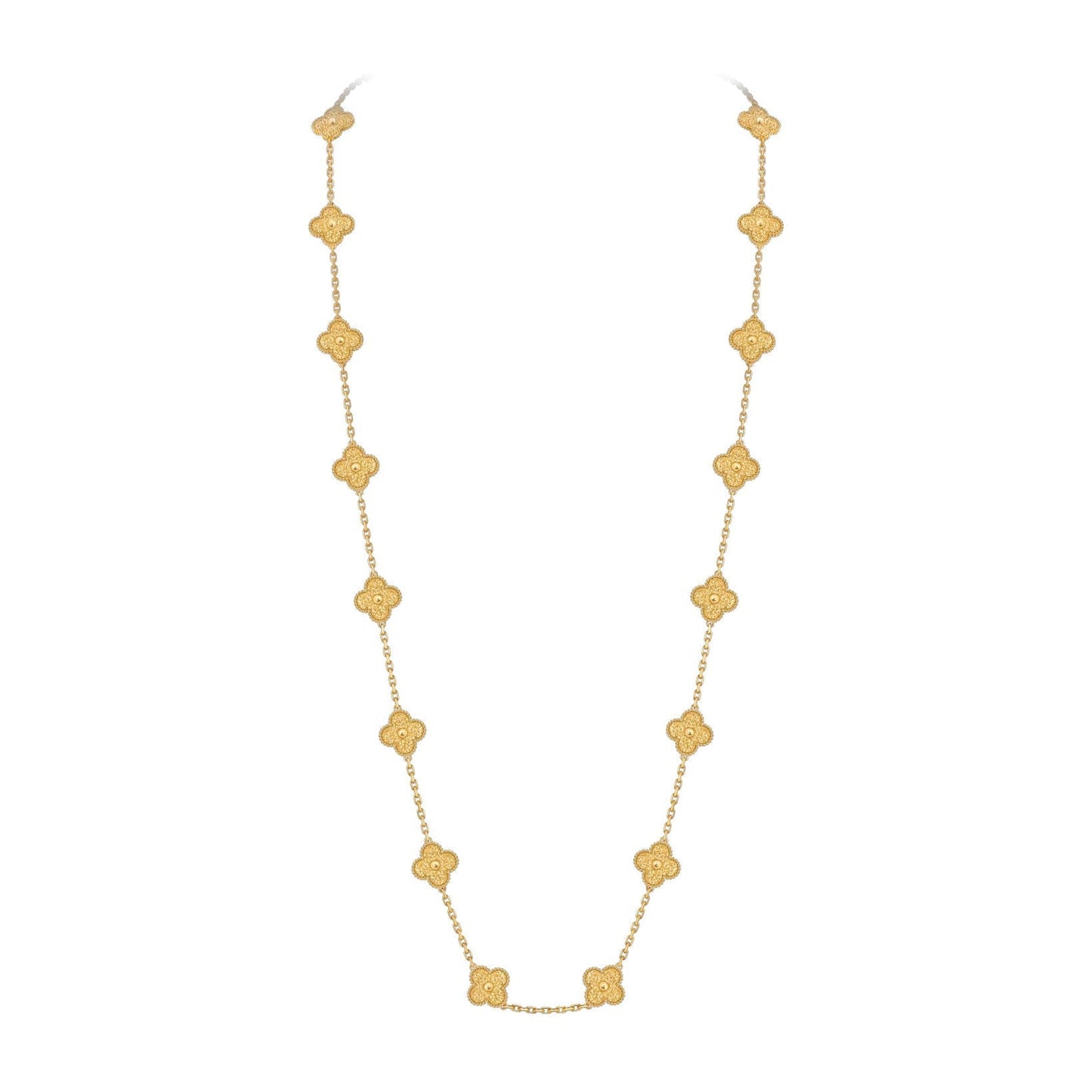 [LunaMar]CLASSIC 20-MOTIF LUCKY CLOVER LONG NECKLACE GOLD COLLECTION