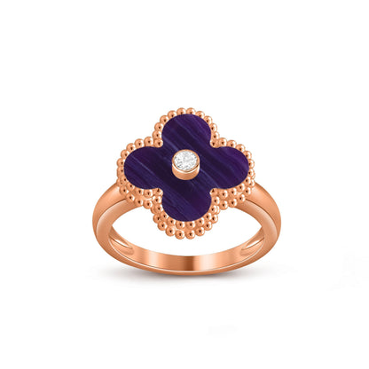 [LunaMar]LUCKY CLOVER DIAMOND-ACCENT ROSE GOLD RING COLLECTION
