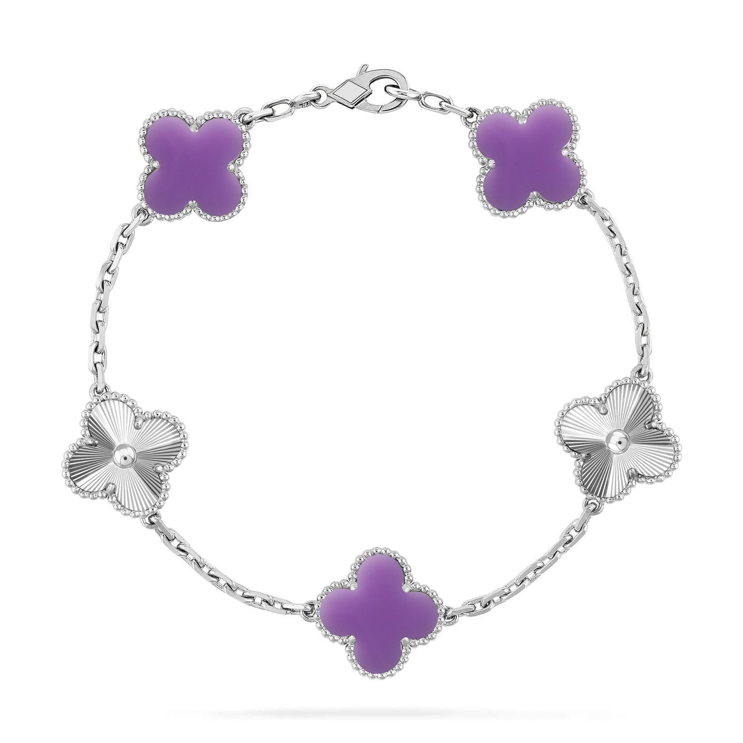 [LunaMar]LUCKY CLOVER 5-MOTIF BRACELET - LAVENDER COLLECTION