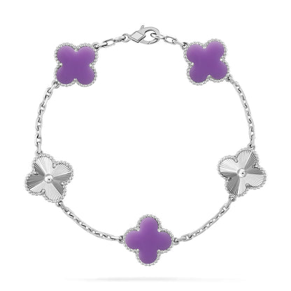 [LunaMar]LUCKY CLOVER 5-MOTIF BRACELET - LAVENDER COLLECTION