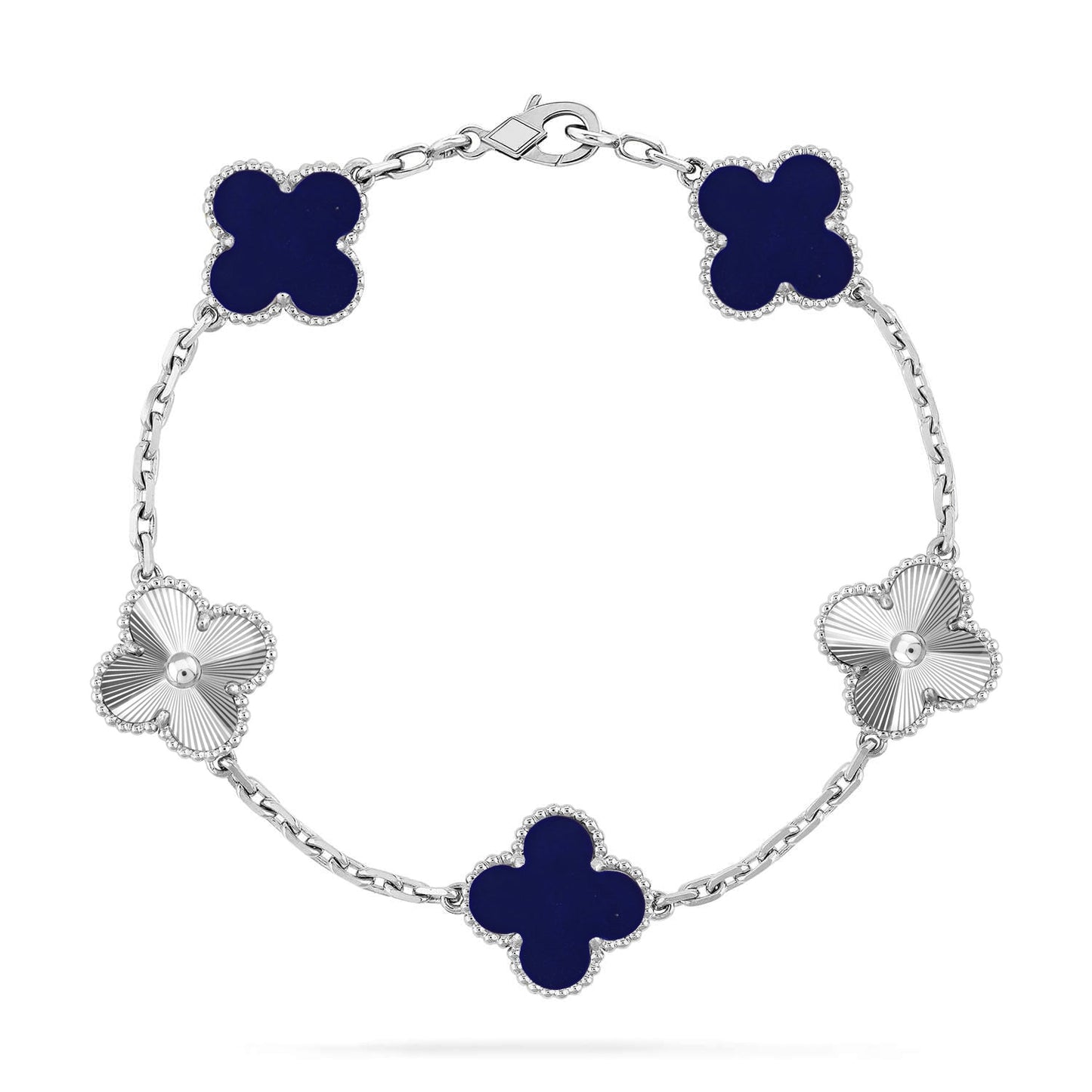 [LunaMar]LUCKY CLOVER 5-MOTIF BRACELET - LAPIS LAZULI COLLECTION