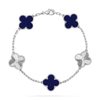 [LunaMar]LUCKY CLOVER 5-MOTIF BRACELET - LAPIS LAZULI COLLECTION