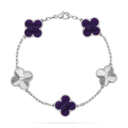 [LunaMar]LUCKY CLOVER 5-MOTIF BRACELET - CHAROITE COLLECTION