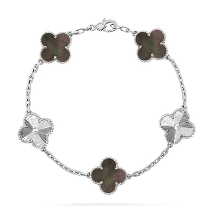 [LunaMar]LUCKY CLOVER 5-MOTIF BRACELET - GREY MOTHER-OF-PEARL COLLECTION