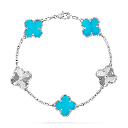 [LunaMar]LUCKY CLOVER 5-MOTIF BRACELET - TURQUOISE COLLECTION