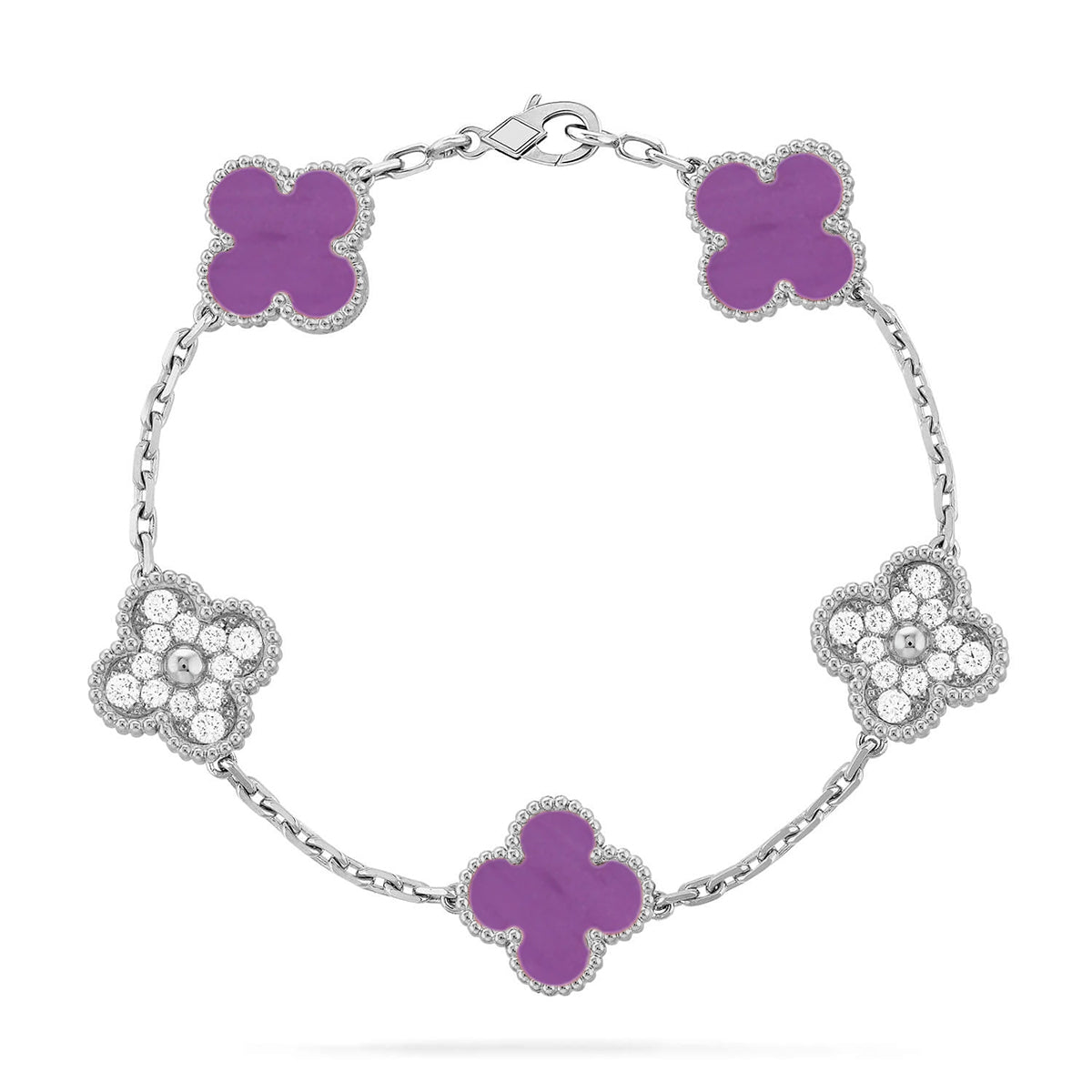 [LunaMar]LUCKY CLOVER 5-MOTIF BRACELET - VIOLET COLLECTION