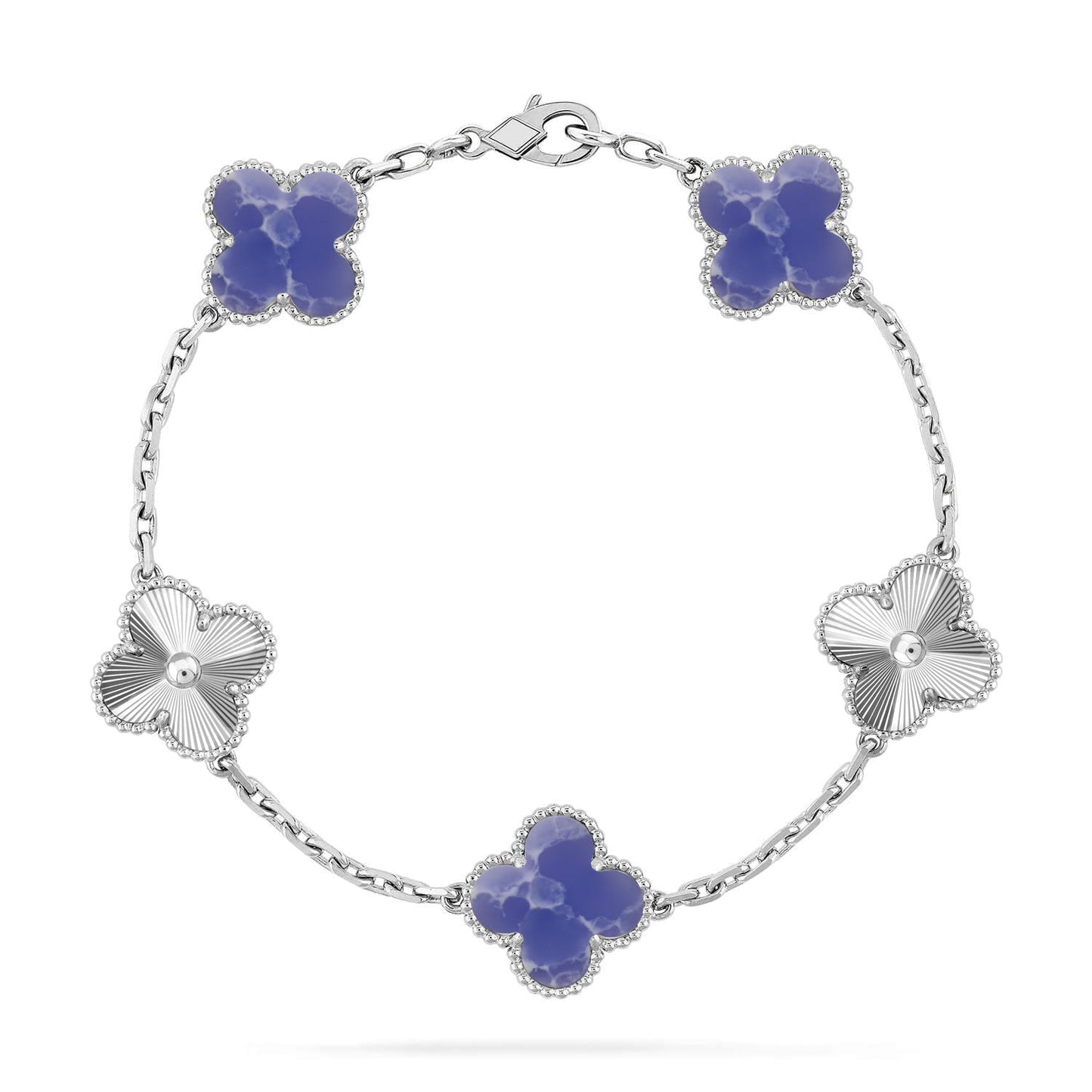 [LunaMar]LUCKY CLOVER 5-MOTIF BRACELET - BLUE LARIMAR COLLECTION